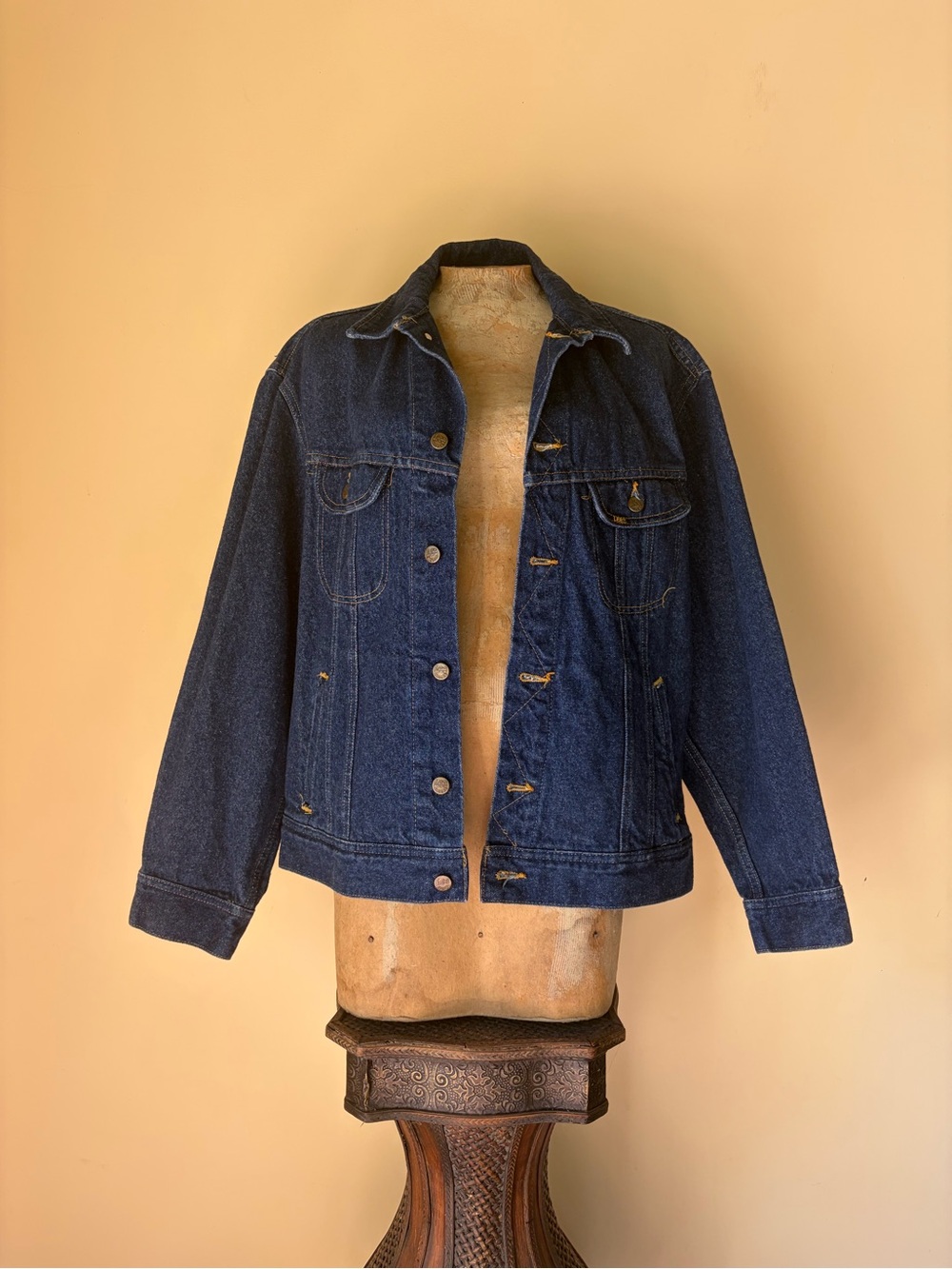 Vtg 70's Lee Denim Trucker Jacket Dark Wash PATD-153438 Workwear Americana